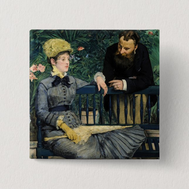 Edouard Manet - In the Conservatory 2 Inch Square Button (Front)