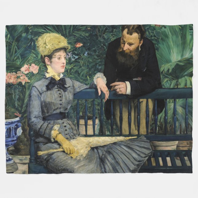 Edouard Manet - In the Conservatory Fleece Blanket (Front (Horizontal))