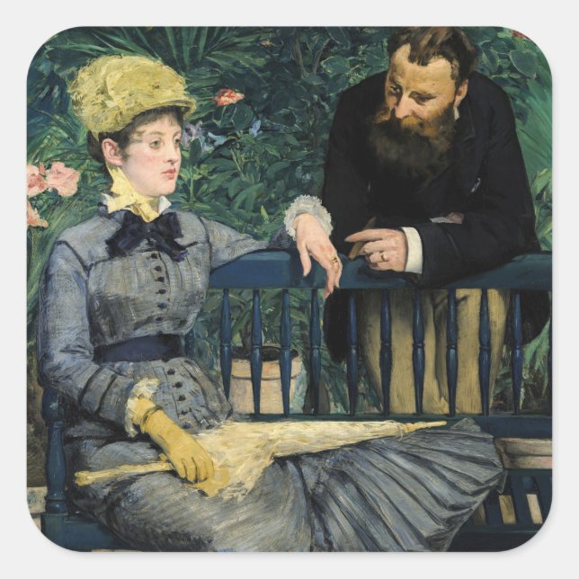 Edouard Manet - In the Conservatory Square Sticker (Front)