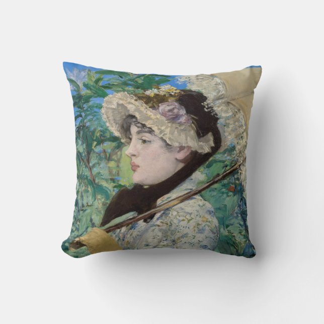 Edouard Manet - Jeanne / Spring Throw Pillow (Front)