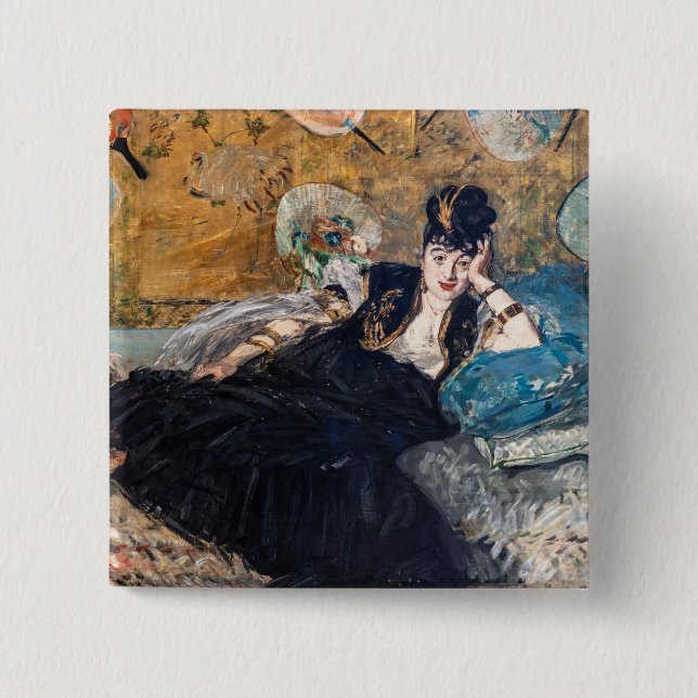 Edouard Manet - Lady with Fans 2 Inch Square Button (Front)