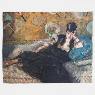Edouard Manet - Lady with Fans Fleece Blanket
