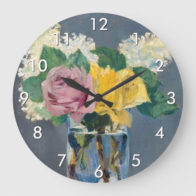 Edouard Manet - Lilacs and Roses Large Clock (Front)