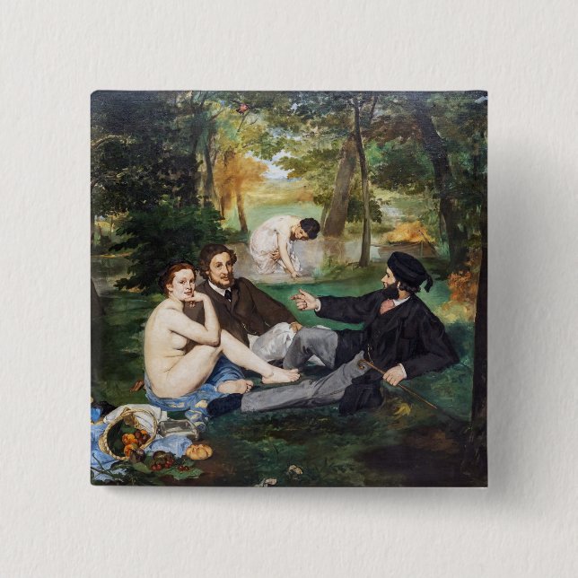 Edouard Manet - Luncheon on the Grass 2 Inch Square Button (Front)
