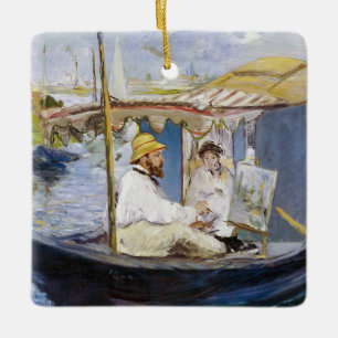 Edouard Manet - Monet in his Studio Boat Ceramic Ornament