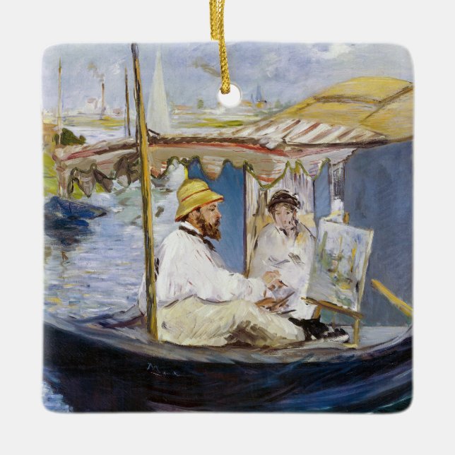 Edouard Manet - Monet in his Studio Boat Ceramic Ornament (Front)