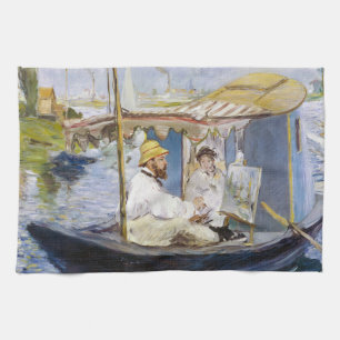 Edouard Manet - Monet in his Studio Boat Kitchen Towel