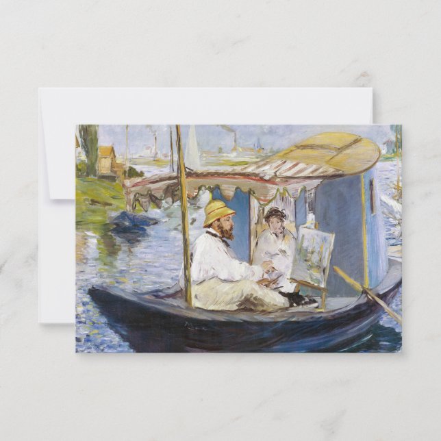 Edouard Manet - Monet in his Studio Boat Thank You Card (Front)
