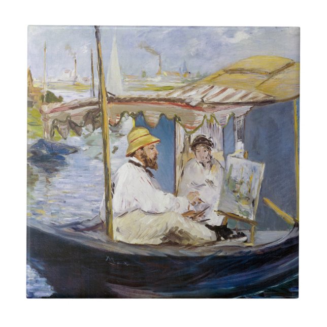 Edouard Manet - Monet in his Studio Boat Tile (Front)