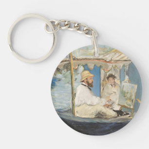 Edouard Manet - Monet Painting on His Studio Boat Keychain