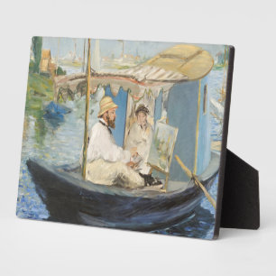 Edouard Manet - Monet Painting on His Studio Boat Plaque