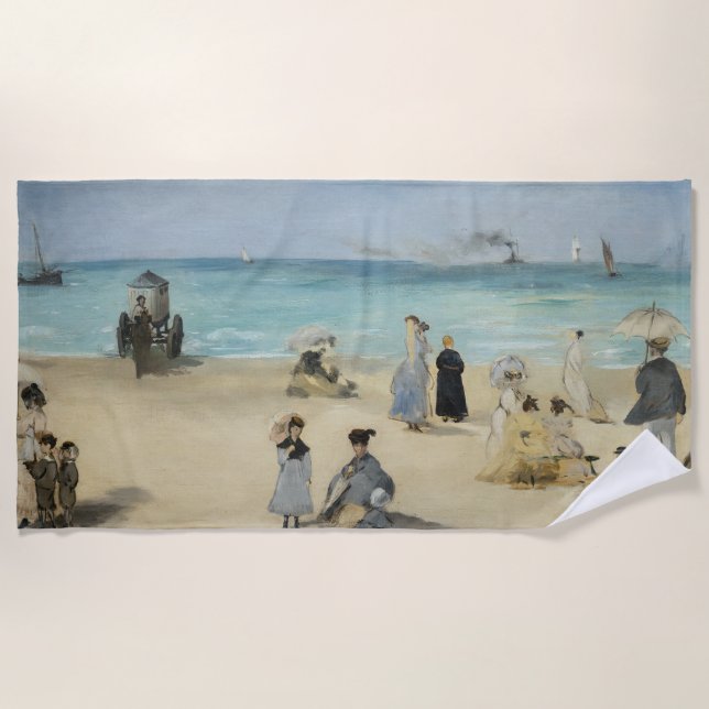 Edouard Manet - On the Beach, Boulogne-sur-Mer Beach Towel (Front)