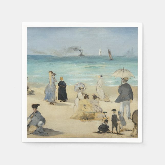 Edouard Manet - On the Beach, Boulogne-sur-Mer Napkin (Front)