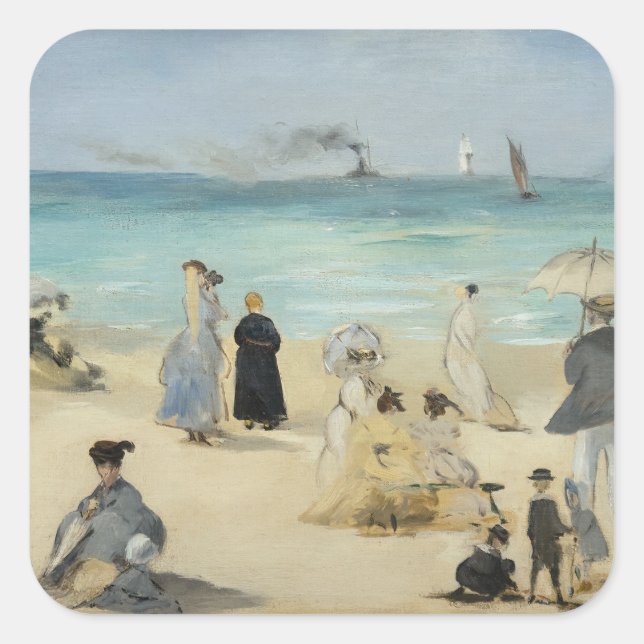 Edouard Manet - On the Beach, Boulogne-sur-Mer Square Sticker (Front)