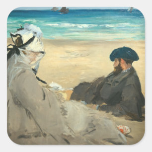 Edouard Manet - On the Beach Square Sticker