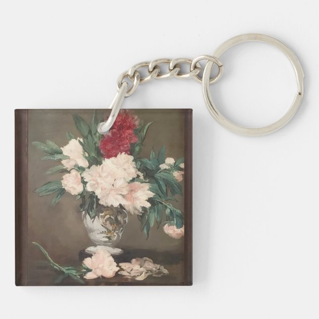 Édouard Manet Peonies in a Vase Acrylic Keychain (Back)