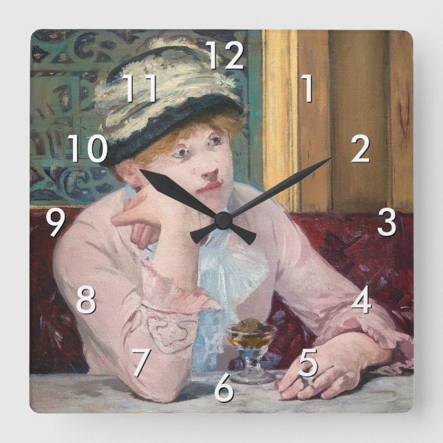 Edouard Manet - Plum Brandy Square Wall Clock (Front)