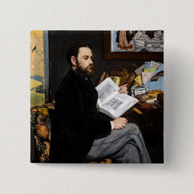 Edouard Manet - Portrait of Emile Zola 2 Inch Square Button (Front)