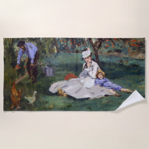 Edouard Manet - The Monet family in their garden Beach Towel