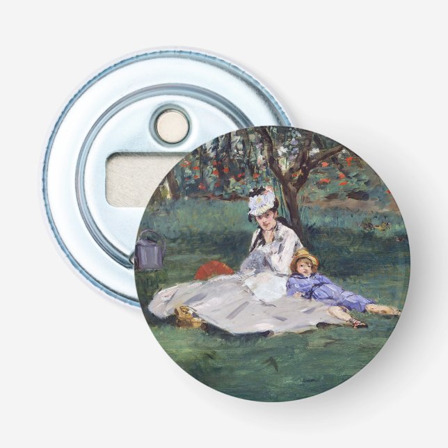 Edouard Manet - The Monet family in their garden Bottle Opener (Front)