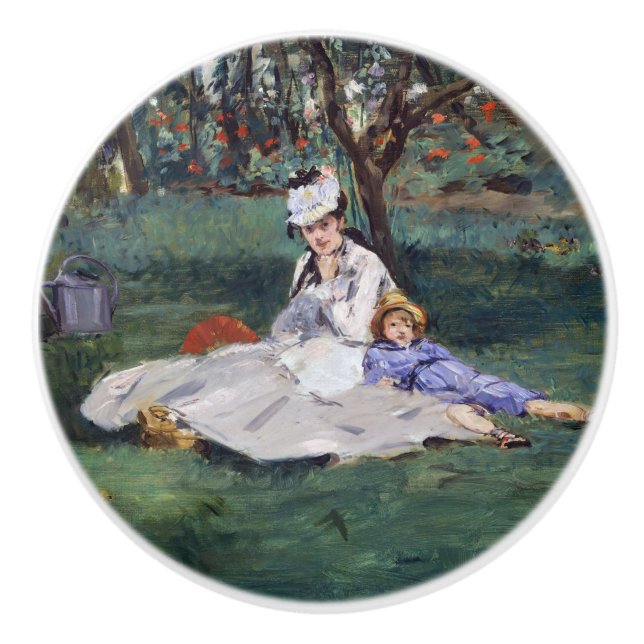Edouard Manet - The Monet family in their garden Ceramic Knob (Front)