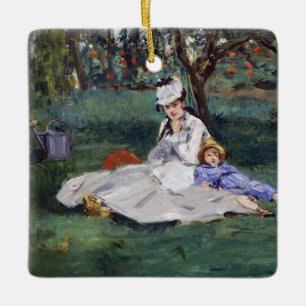 Edouard Manet - The Monet family in their garden Ceramic Ornament