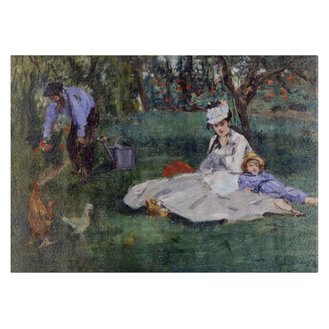 Edouard Manet - The Monet family in their garden Cutting Board (Front)