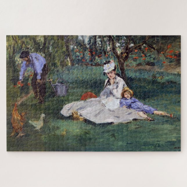 Edouard Manet - The Monet family in their garden Jigsaw Puzzle (Horizontal)