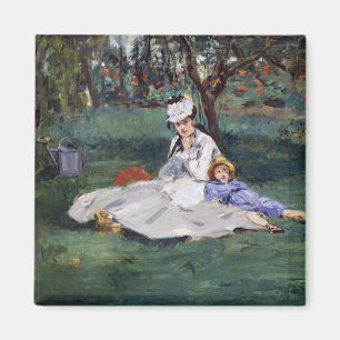 Edouard Manet - The Monet family in their garden Magnet