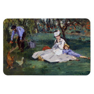 Edouard Manet - The Monet family in their garden Magnet