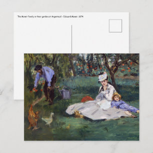 Edouard Manet - The Monet family in their garden Postcard