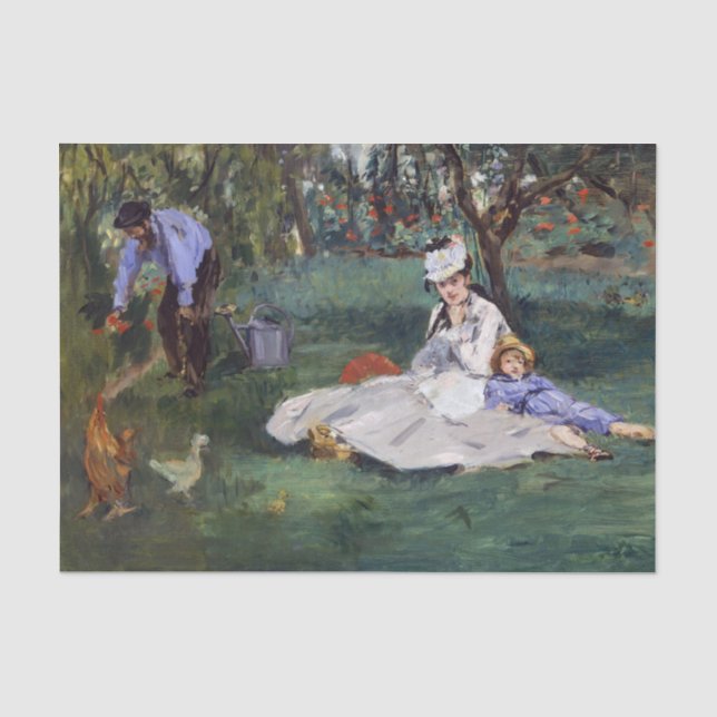 Edouard Manet - The Monet family in their garden Tissue Paper (Front)