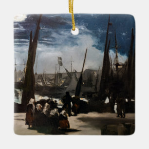 Edouard Manet - The Port of Boulogne by Moonlight Ceramic Ornament