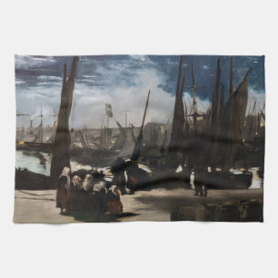 Edouard Manet - The Port of Boulogne by Moonlight Kitchen Towel
