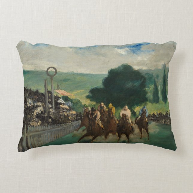Edouard Manet - The Races at Longchamp Accent Pillow (Front)