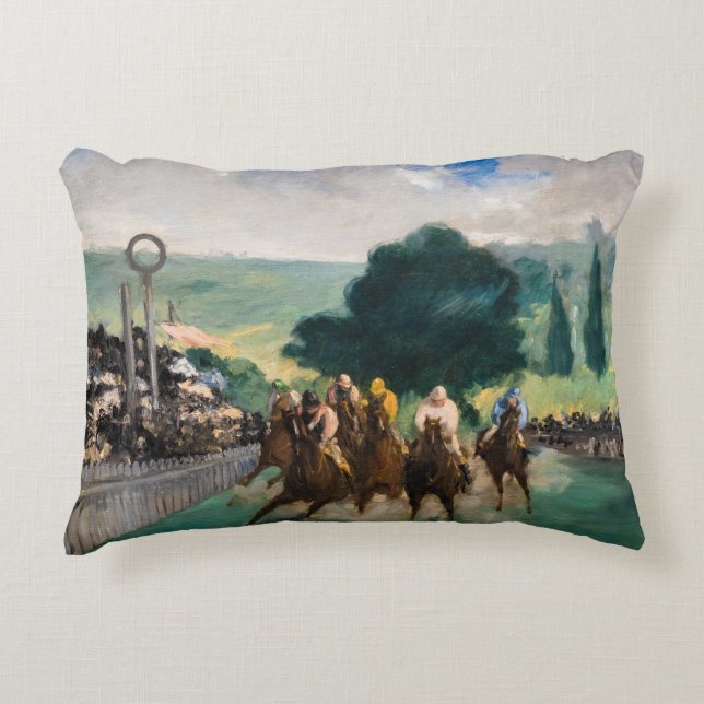 Edouard Manet - The Races at Longchamp Accent Pillow (Front)