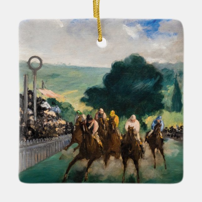 Edouard Manet - The Races at Longchamp Ceramic Ornament (Front)