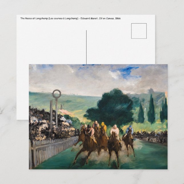 Edouard Manet - The Races at Longchamp Postcard (Front/Back)
