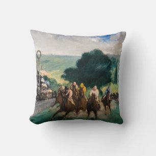 Edouard Manet - The Races at Longchamp Throw Pillow