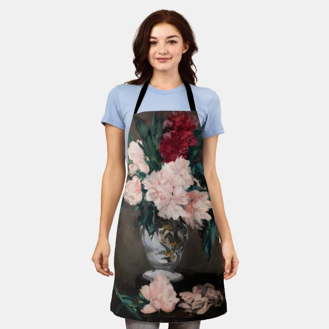Edouard Manet - Vase of Peonies on  Small Pedestal Apron (Worn)