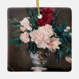 Edouard Manet - Vase of Peonies on  Small Pedestal Ceramic Ornament