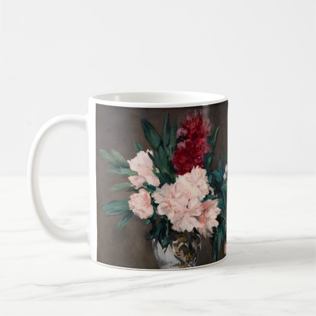 Edouard Manet - Vase of Peonies on  Small Pedestal Coffee Mug (Left)