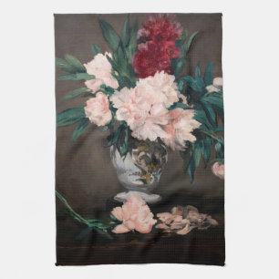 Edouard Manet - Vase of Peonies on  Small Pedestal Kitchen Towel