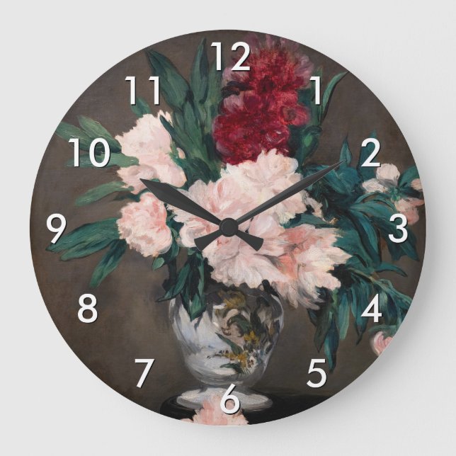 Edouard Manet - Vase of Peonies on  Small Pedestal Large Clock (Front)