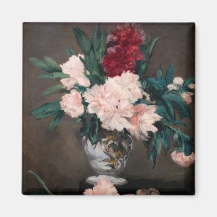 Edouard Manet - Vase of Peonies on  Small Pedestal Magnet