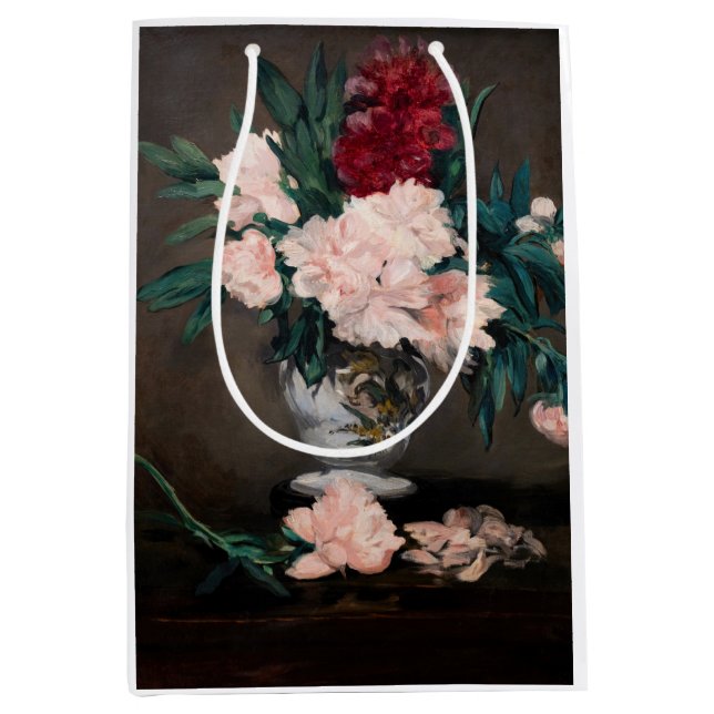 Edouard Manet - Vase of Peonies on Small Pedestal Medium Gift Bag (Front)