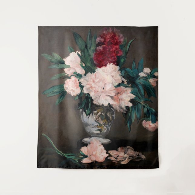 Edouard Manet - Vase of Peonies on  Small Pedestal Tapestry (Front)
