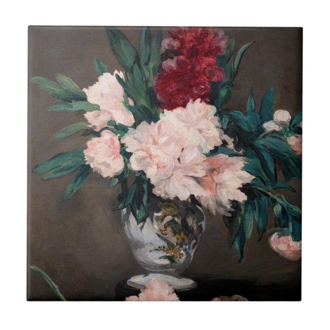 Edouard Manet - Vase of Peonies on  Small Pedestal Tile (Front)