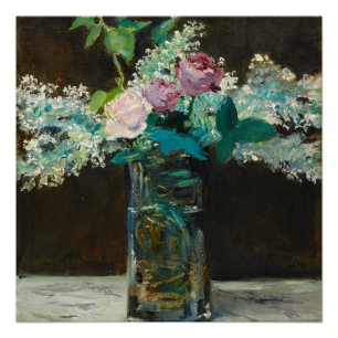 Edouard Manet Vase of White Lilacs and Roses Poster