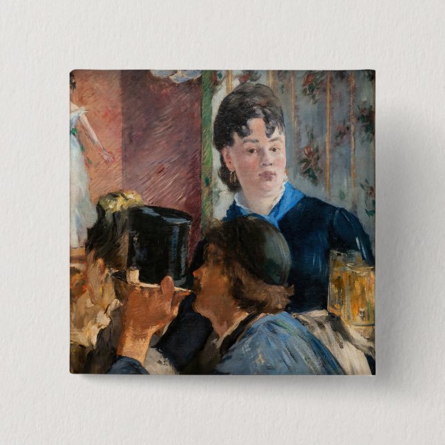 Edouard Manet - Waitress Serving Beer 2 Inch Square Button (Front)